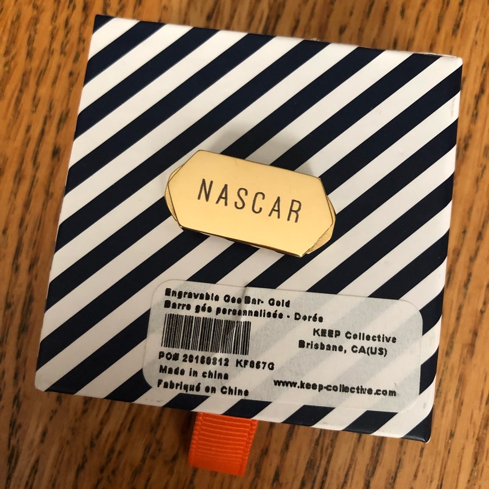KEEP Collective Engraved Gold Geo Bar “NASCAR”